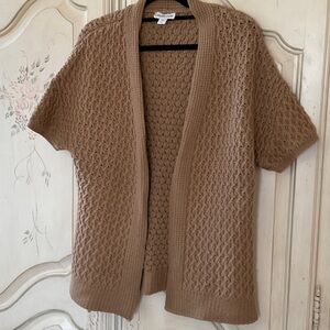 Coldwater Creek Camel Short-Sleeve Open-Front Cardigan
